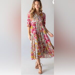 Rebecca Midi Dress Floral with Pockets